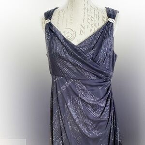 R & M Richards Black Maxi Dress with Silver Accents